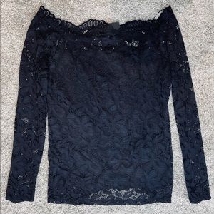 Black off the shoulder lace long sleeve